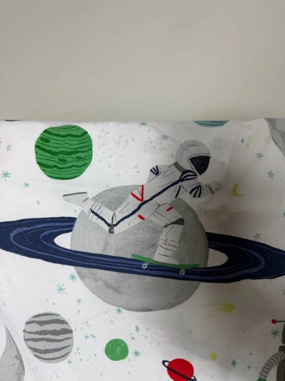 Pottery Barn Kids Robot Space Skateboard Twin Flat Sheet Bedding Cotton